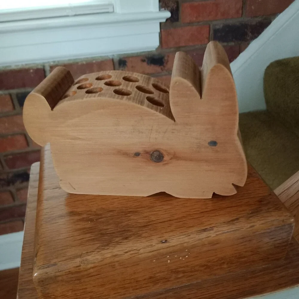 Wood Bunny Pencil Holder